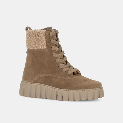 Kotníková obuv na šnurowanie z damskiej skóry zamszowej Gabor, brązowy