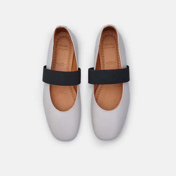 Skórzane baleriny Mary Jane dla kobiet Bata, szary