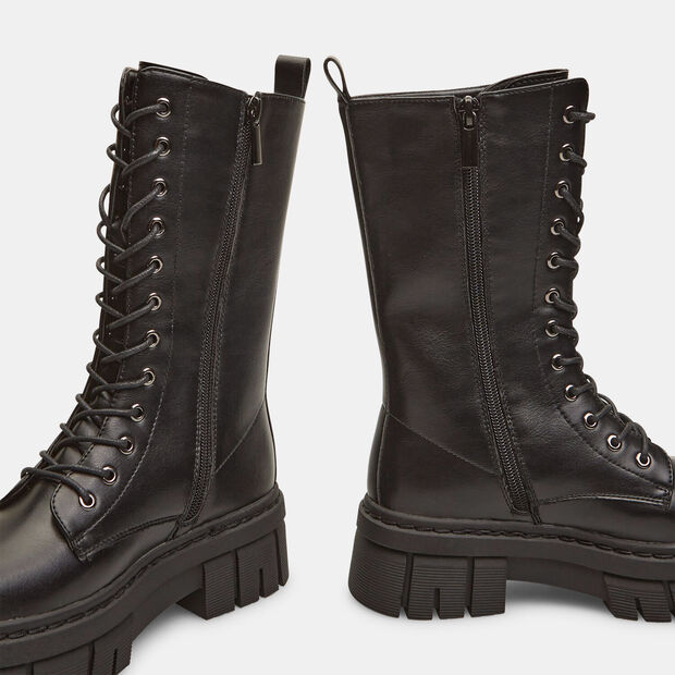 Wysokie sznurowane buty damskie, czarny