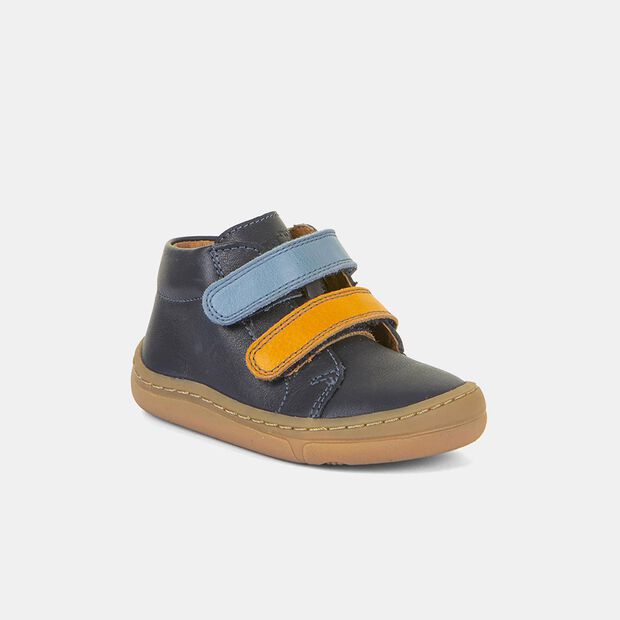 Sk&oacute;rzane dziecięce buty barefoot za kostkę Froddo First Step, niebieski