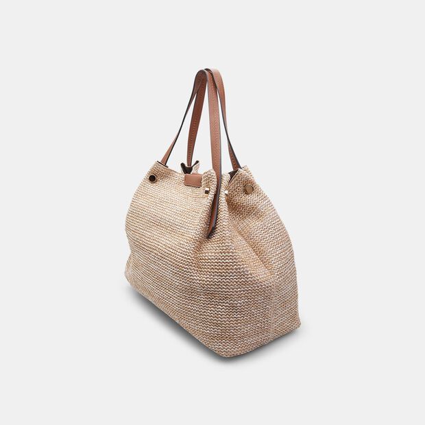 Damska letnia torba shopper z rafii Bata, piaszczysta