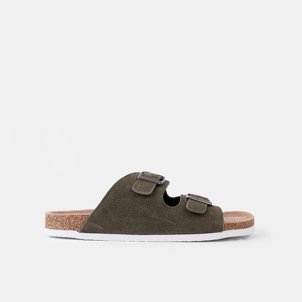 Męskie domowe klapki footbed De fonseca, khaki