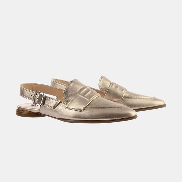 Sk&oacute;rzane baleriny slingback H&ouml;gl Ginger, złoty