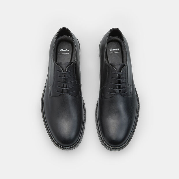 Męskie sk&oacute;rzane buty sznurowane Bata, czarny