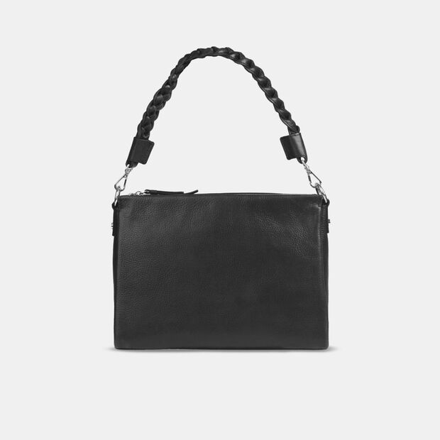 Sk&oacute;rzana torebka crossbody z dodatkowym paskiem, czarny