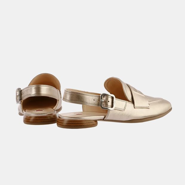 Sk&oacute;rzane baleriny slingback H&ouml;gl Ginger, złoty