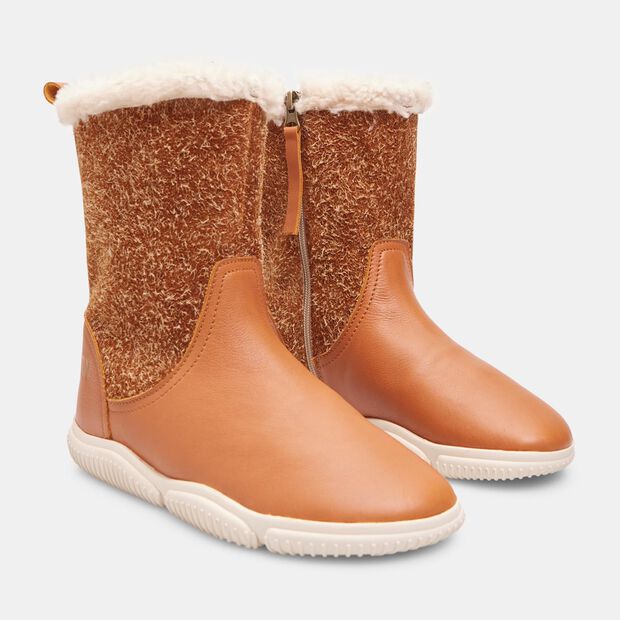 Damskie skórzane buty zimowe barefoot Weinbrenner, piaszczysta