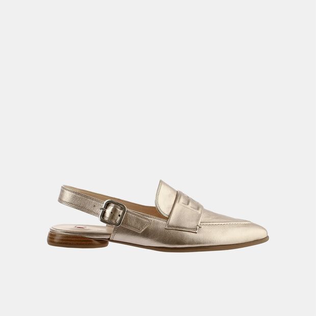 Sk&oacute;rzane baleriny slingback H&ouml;gl Ginger, złoty