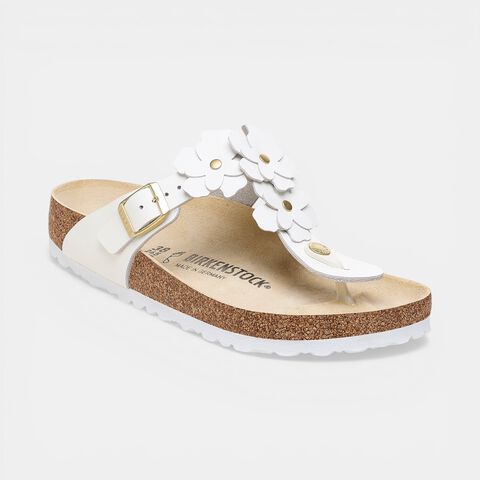 Damskie sandały Birkenstock Gizeh Flowers, biały