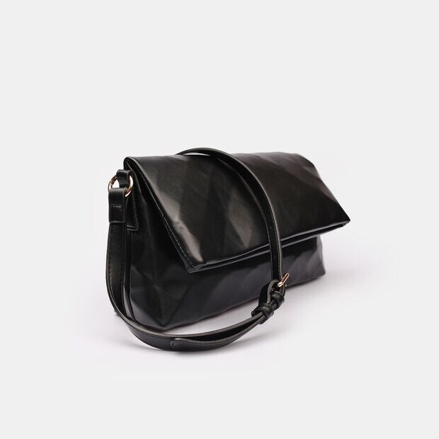 Damska torebka crossbody z wystającym wzorem, czarny