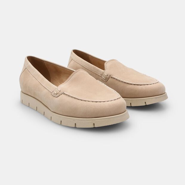 Sk&oacute;rzane damskie loafersy Bata, beżowy