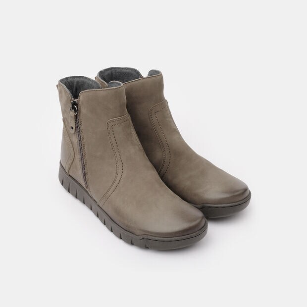 Damskie sk&oacute;rzane buty za kostkę z zamkiem, 