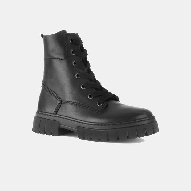 Kotn&iacute;kov&aacute; bota na &scaron;nurovanie a zips z kože pre ženy Gabor, čierna