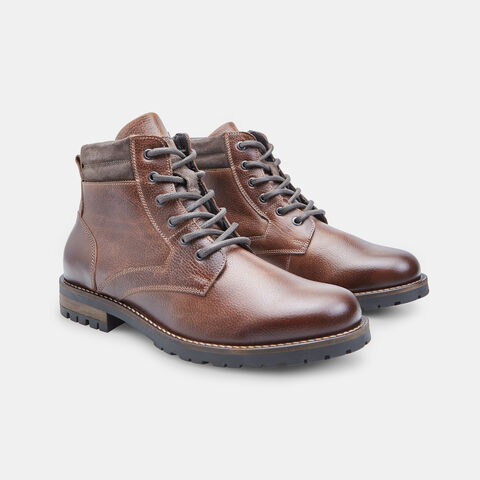 Pánska kožená členková šnurovacia čižma, tyrkysová