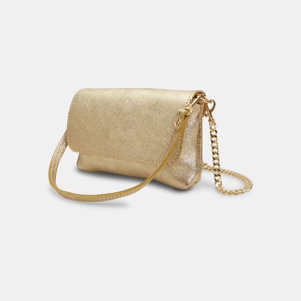 Kožen&aacute; metalick&aacute; crossbody kabelka Baťa, zlat&aacute;