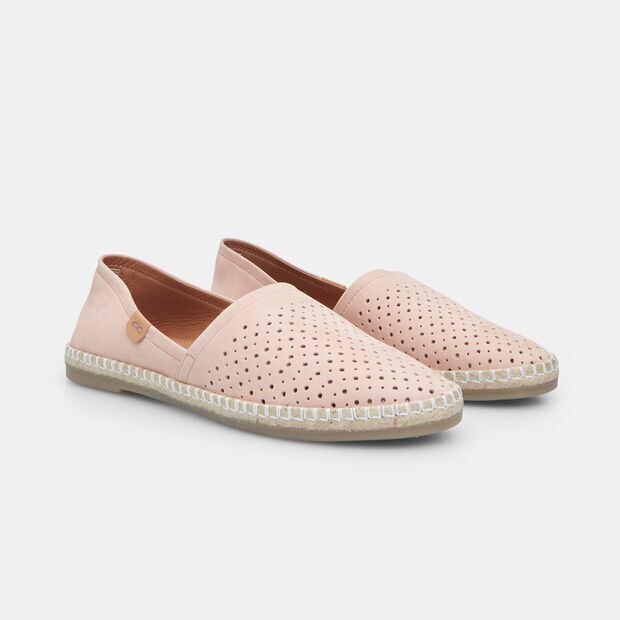 D&aacute;mske kožen&eacute; perforovan&eacute; espadrilky, ružov&aacute;