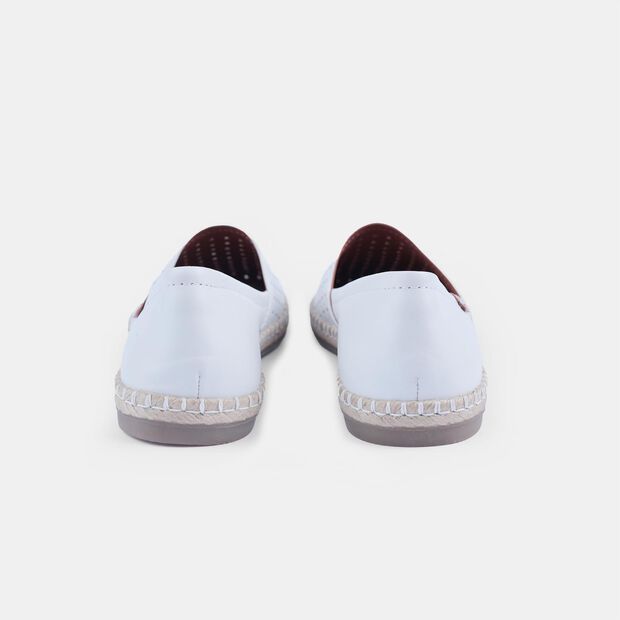 D&aacute;mske kožen&eacute; perforovan&eacute; espadrilky, biela