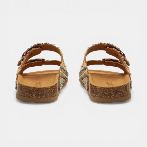 D&aacute;mske pestr&eacute; letn&eacute; footbed pantofle Baťa, b&eacute;žov&aacute;