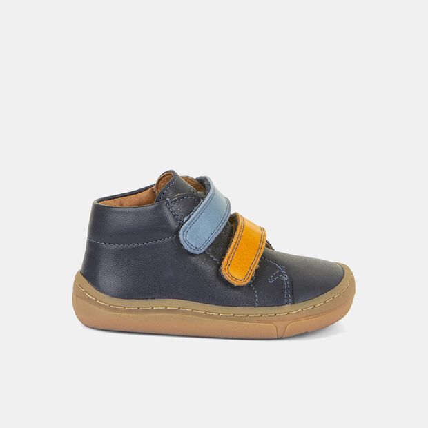 Kožen&eacute; kotn&iacute;kov&eacute; detsk&eacute; barefoot top&aacute;nky Froddo First Step, modr&aacute;