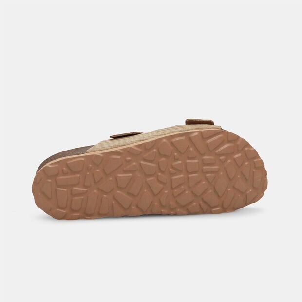 D&aacute;mske kožen&eacute; footbed pantofle, b&eacute;žov&aacute;