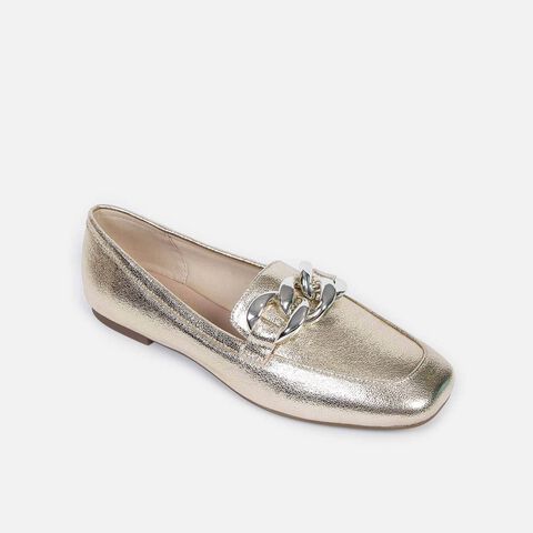 Mocasines Casuales Mujer Bata, Dorado