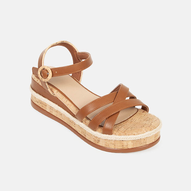 Sandalias Casuales Mujer Bata, Camel