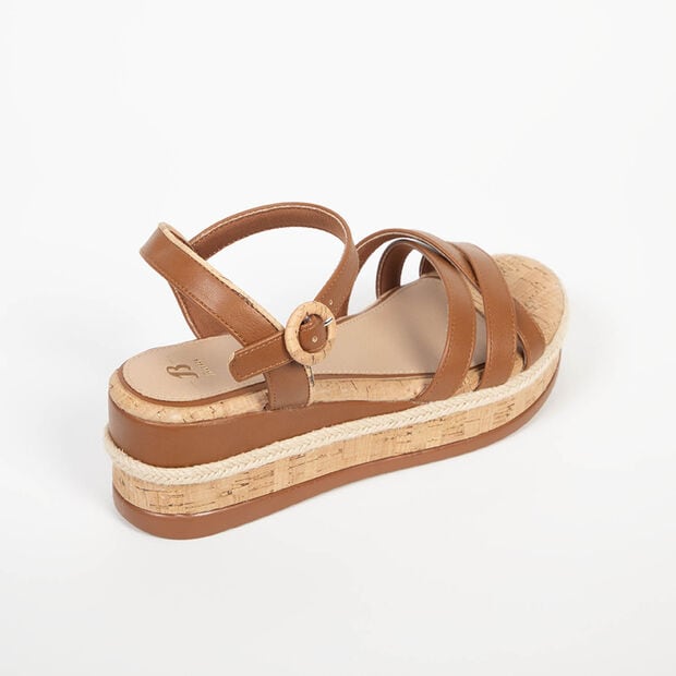 Sandalias Casuales Mujer Bata, Camel