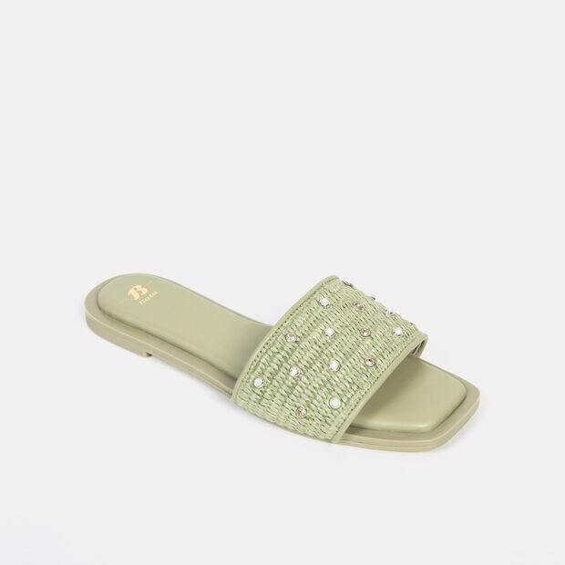 Sandalias Casuales Mujer Bata, Verde Claro