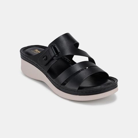 Bata Comfit Women's Wedge Shoes 1Inch - BLACK 6016169