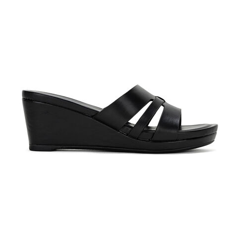 Bata Women's Summer Wedge Sandals 2 inches Fairlie - Black 7616323