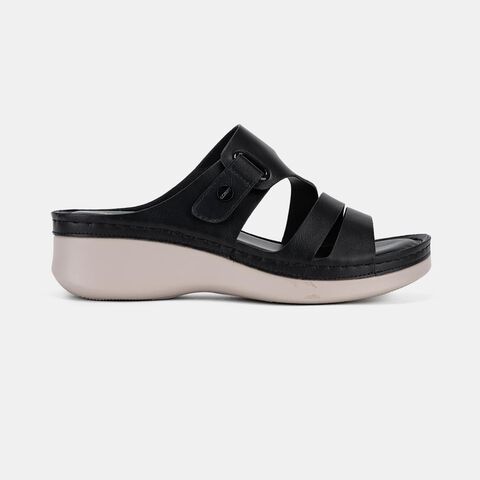 Bata Comfit Women's Wedge Shoes 1Inch - BLACK 6016169