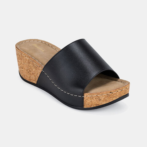 BATA รองเท้าผู้หญิงแพลตฟอร์มแบบสวม สีดำ - 7616529