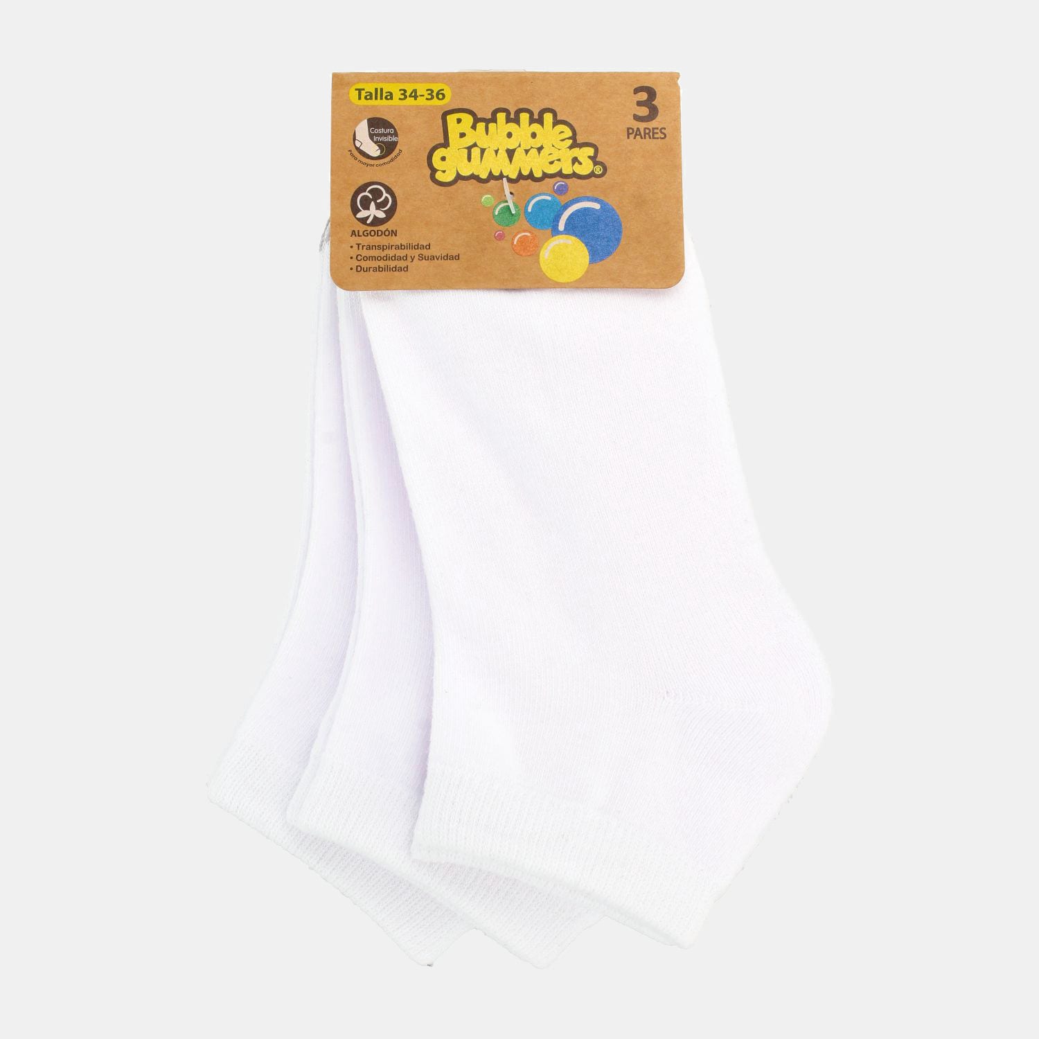 Calcetines Infantiles Bubblegummers Tripack White