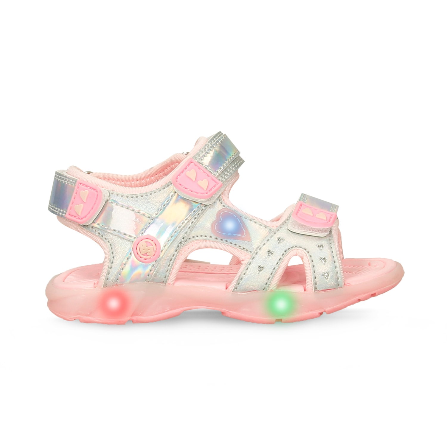 Sandalia Con Luces Infantil Para Niña Bubblegummers Rosado-Plateado Raine