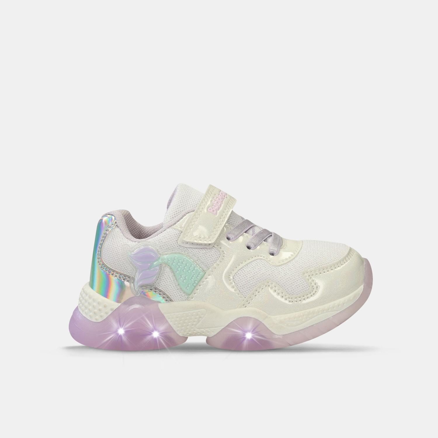 Tenis Con Luces Para Niña Bubblegummers Blanco Tuna Alpha Light