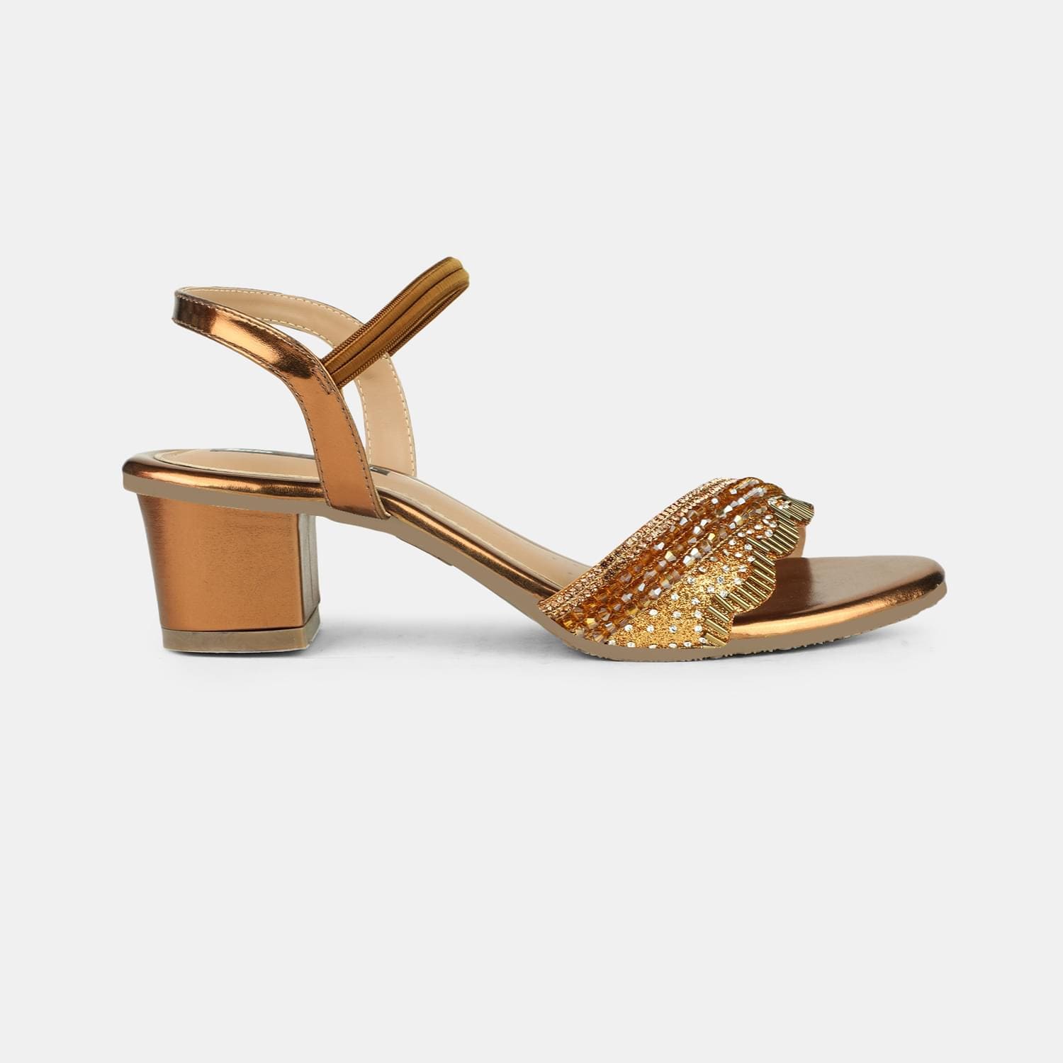 Red label brown block heel for women