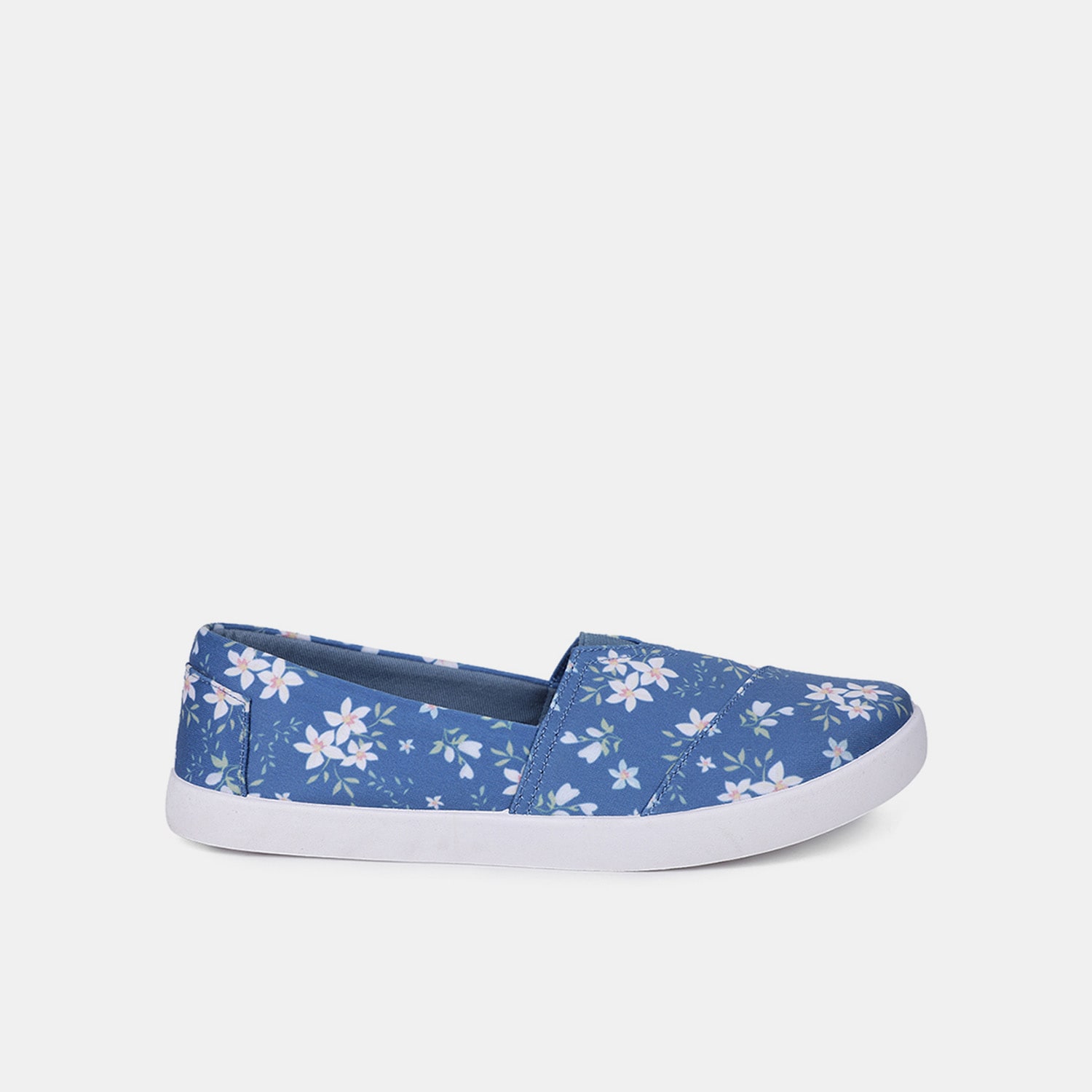 Bata blue textile printed ballerinas for women