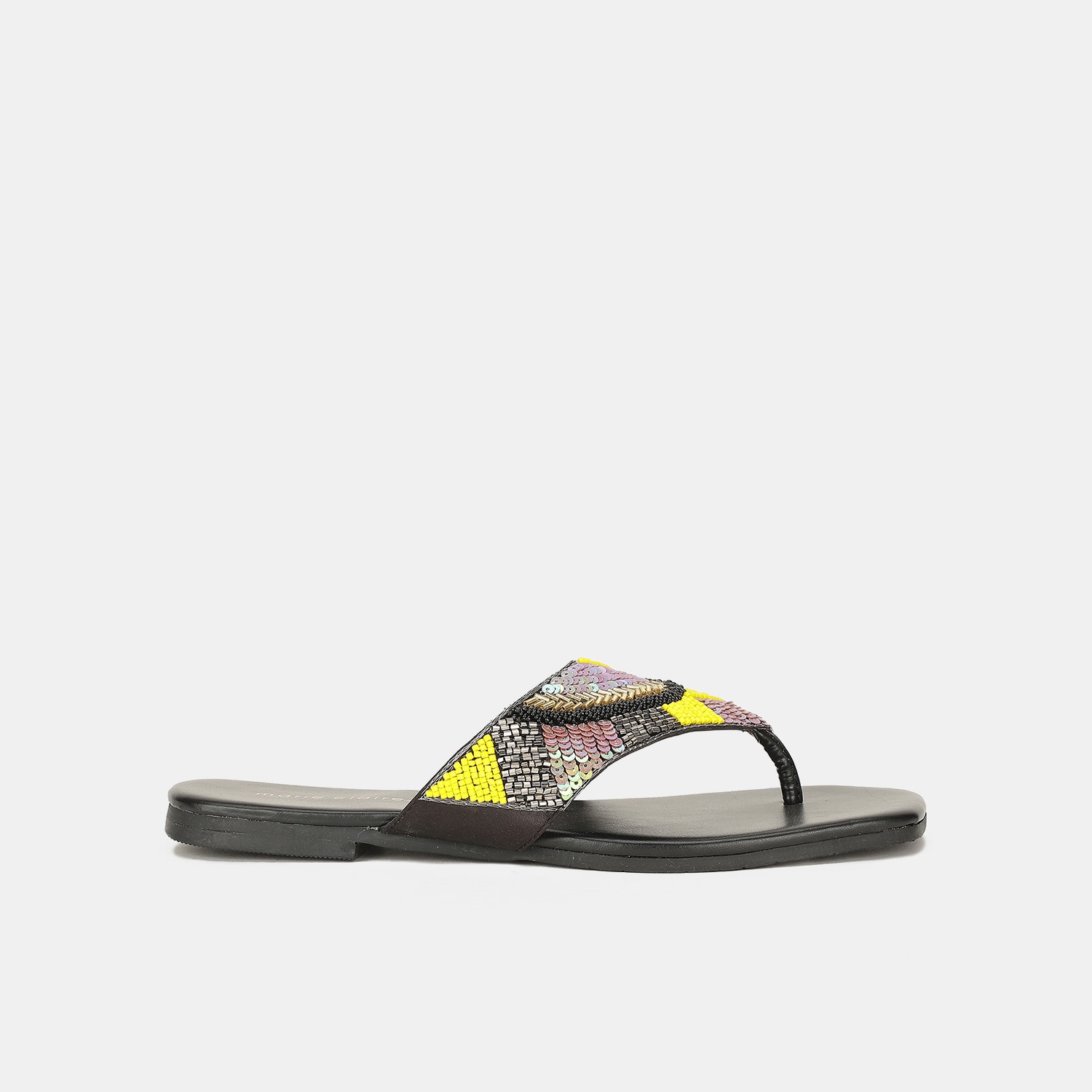 Marie claire black embellished thong slippers for women