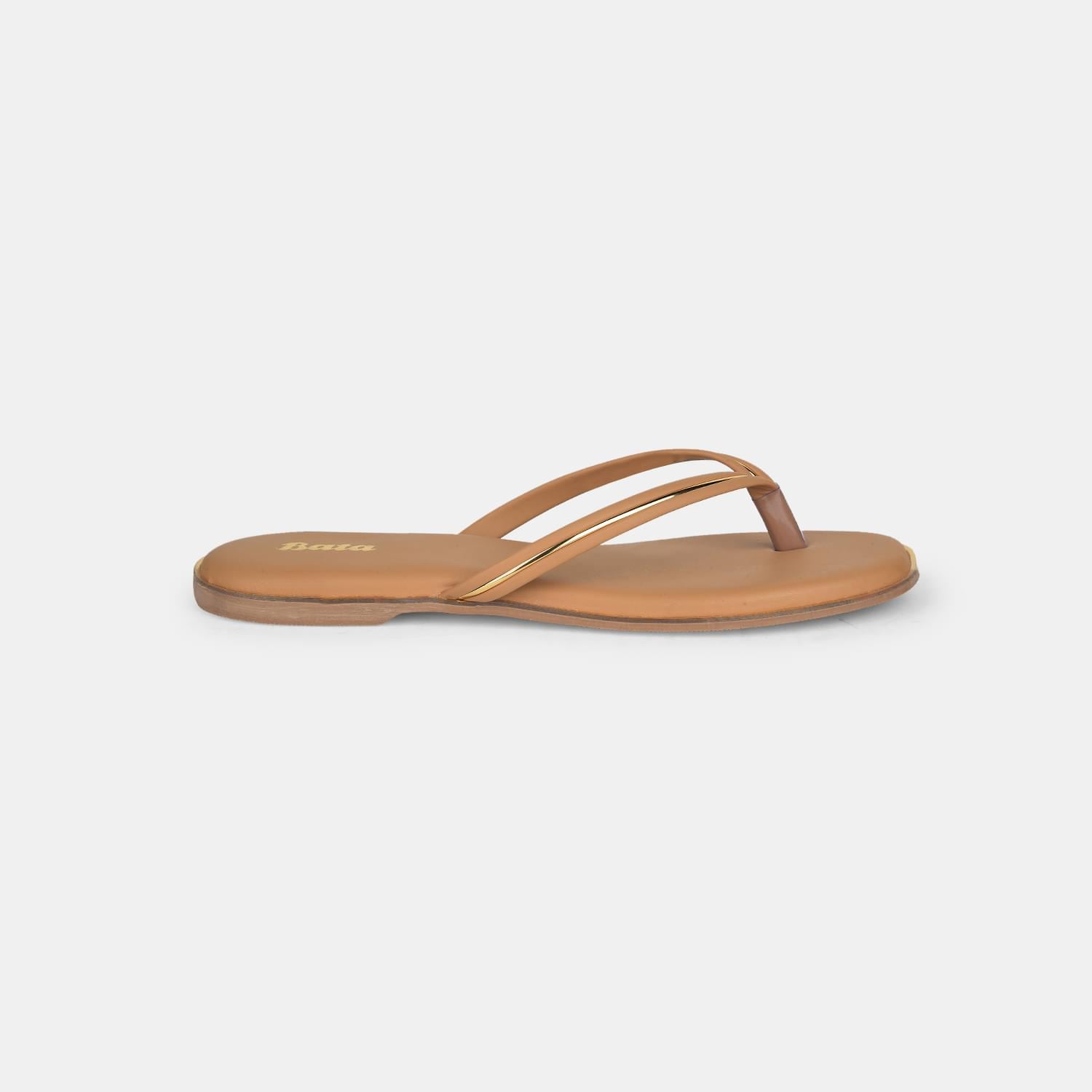 Bata beige thong slippers for women