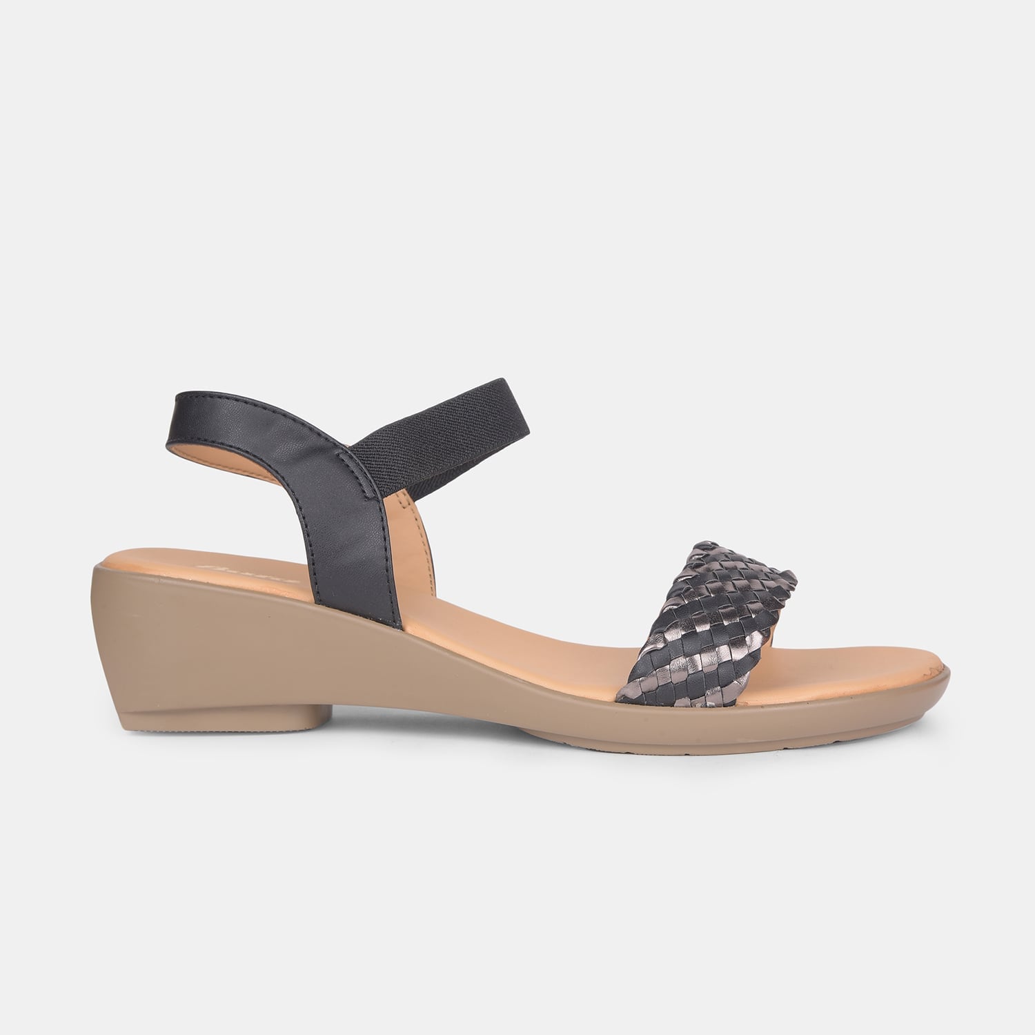 Bata black open toe wedge sandals for women