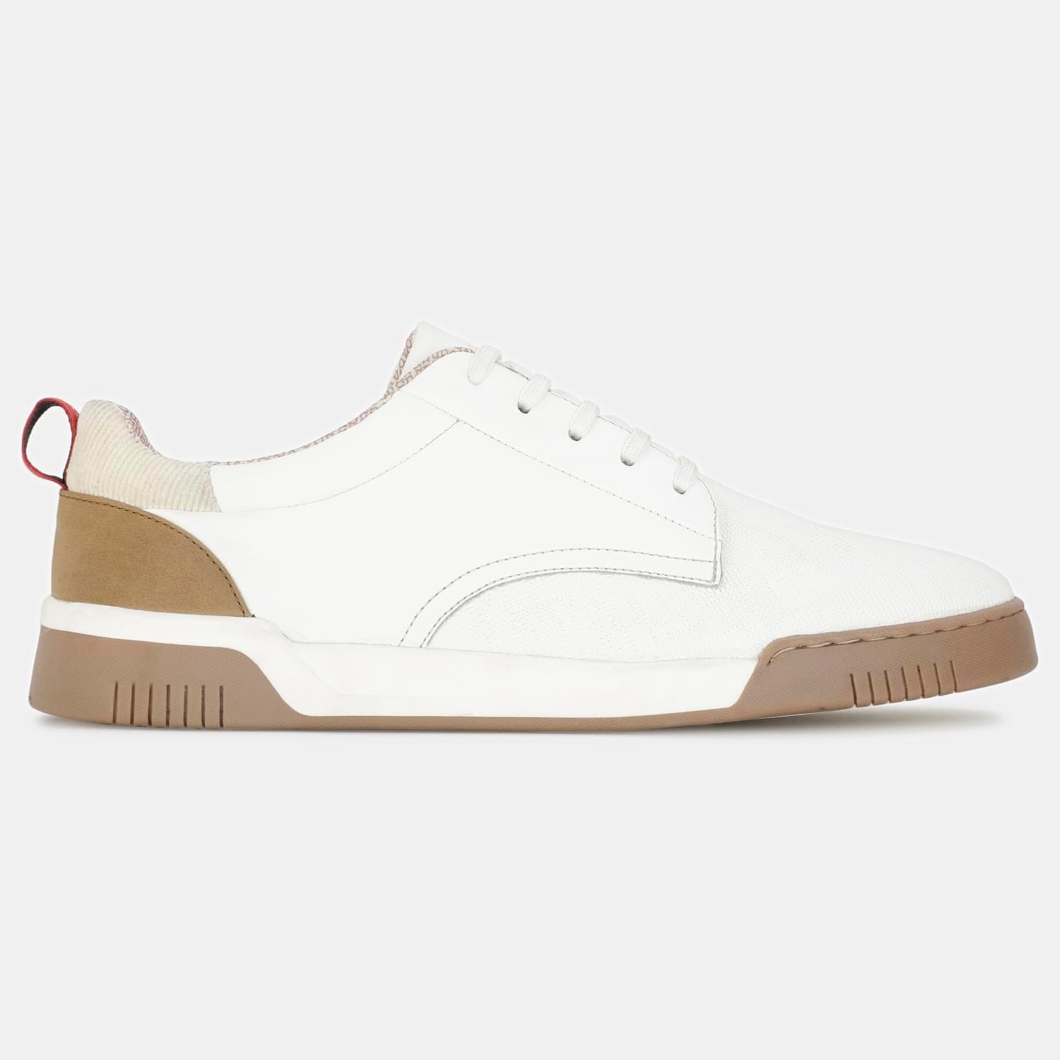 Red label white sneakers for men