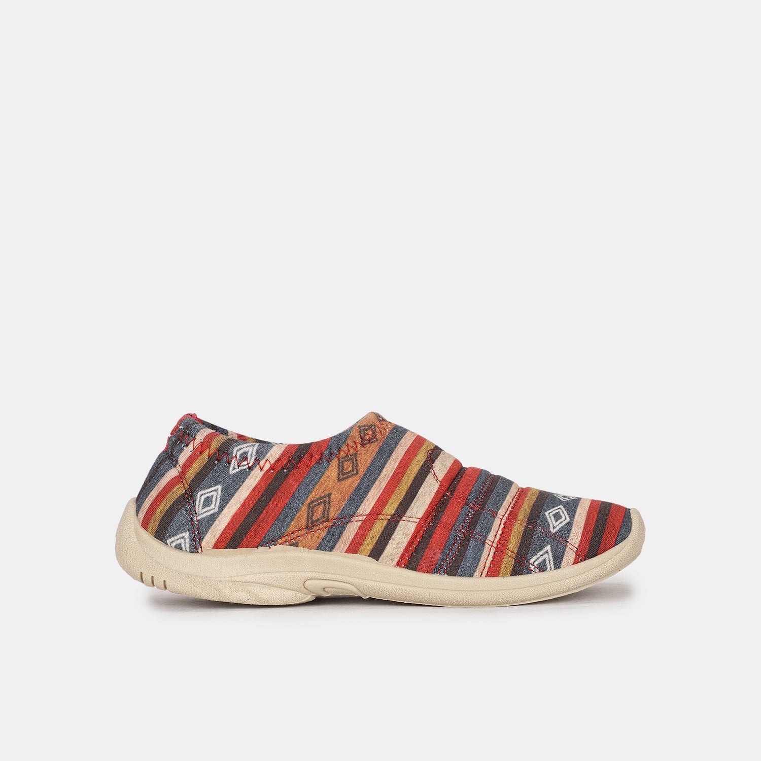 Bata red textile casual slip-on shoes for women