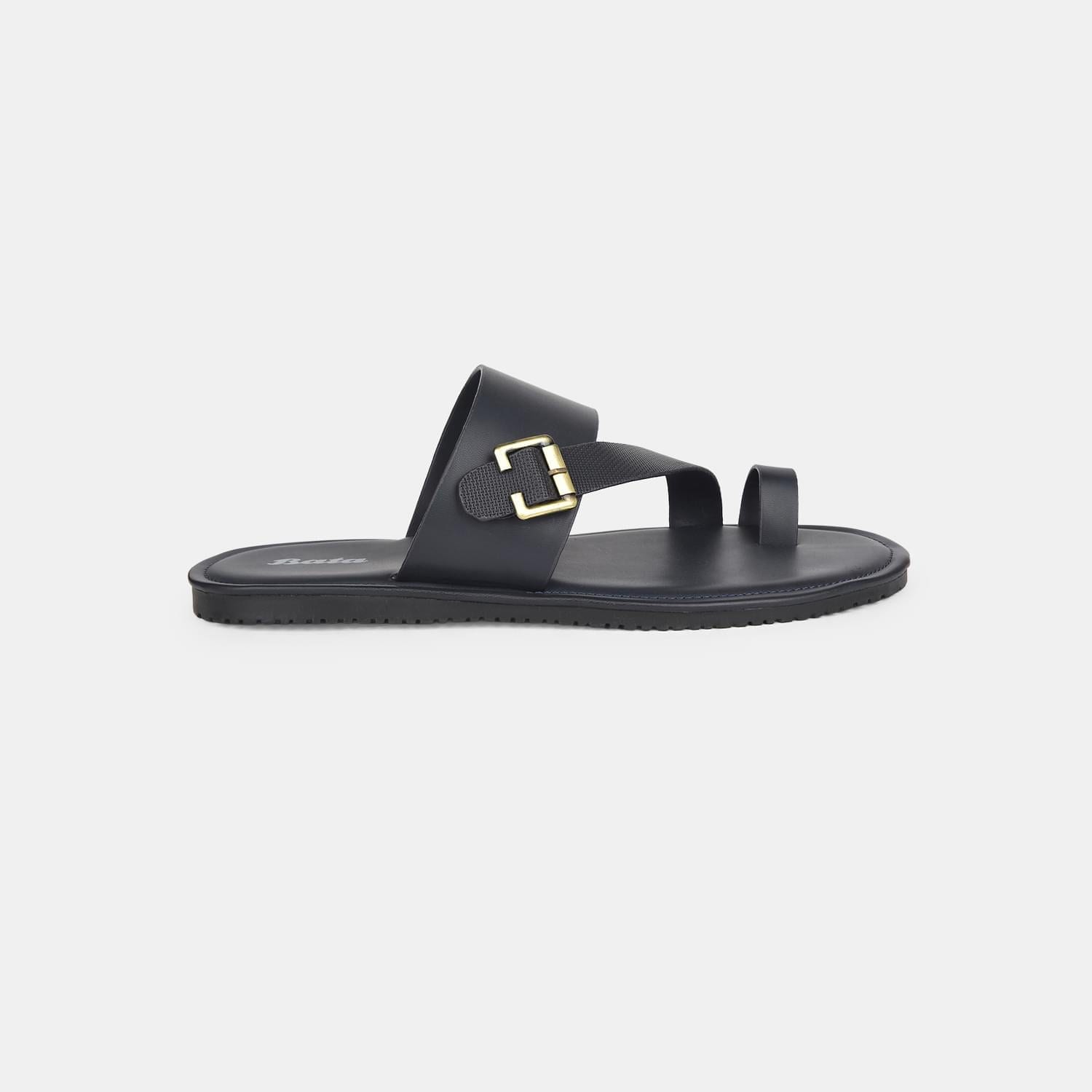 Bata navy casual toe ring slippers for men