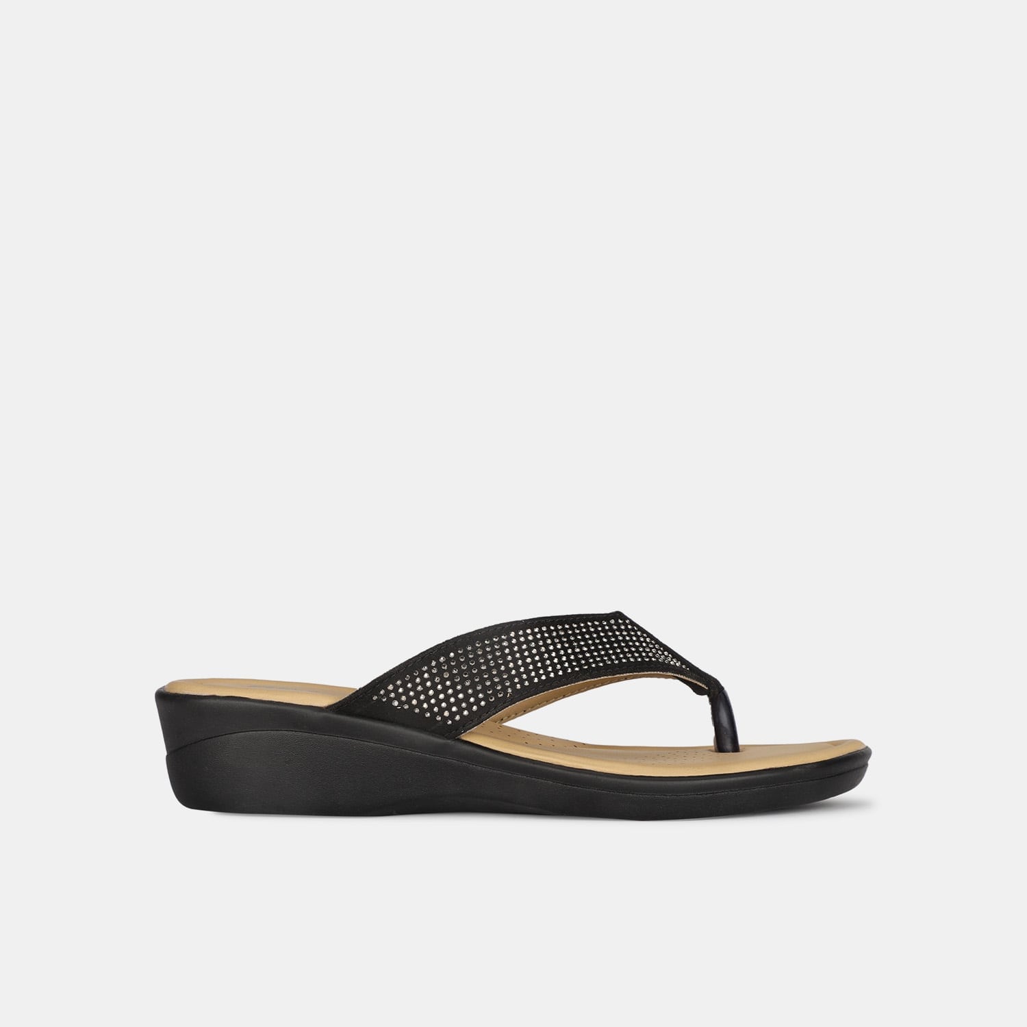Bata Black Flat Thongs for Women