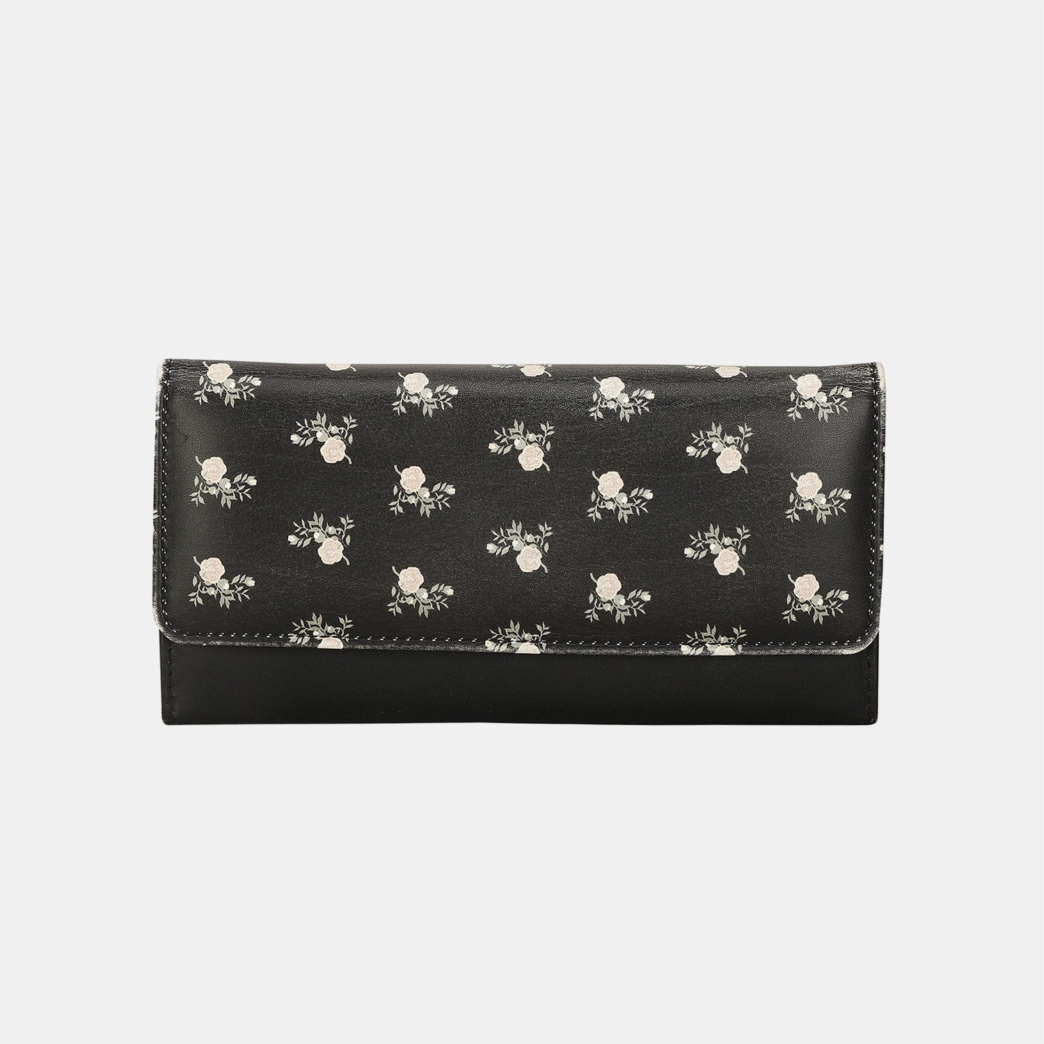 Marie claire black leather printed clutch for women