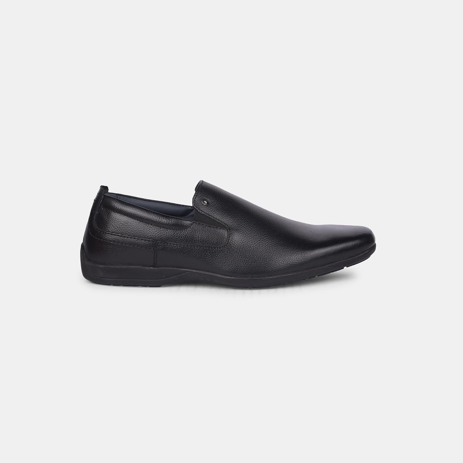 Bata black leather formal slip-on shoes for men