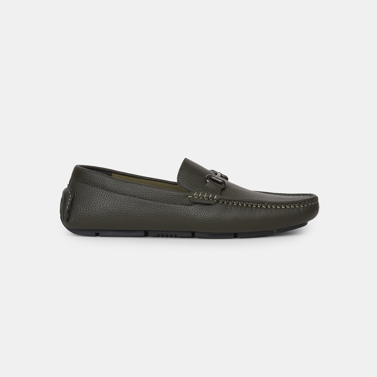 Red Label Olive Loafers For Men