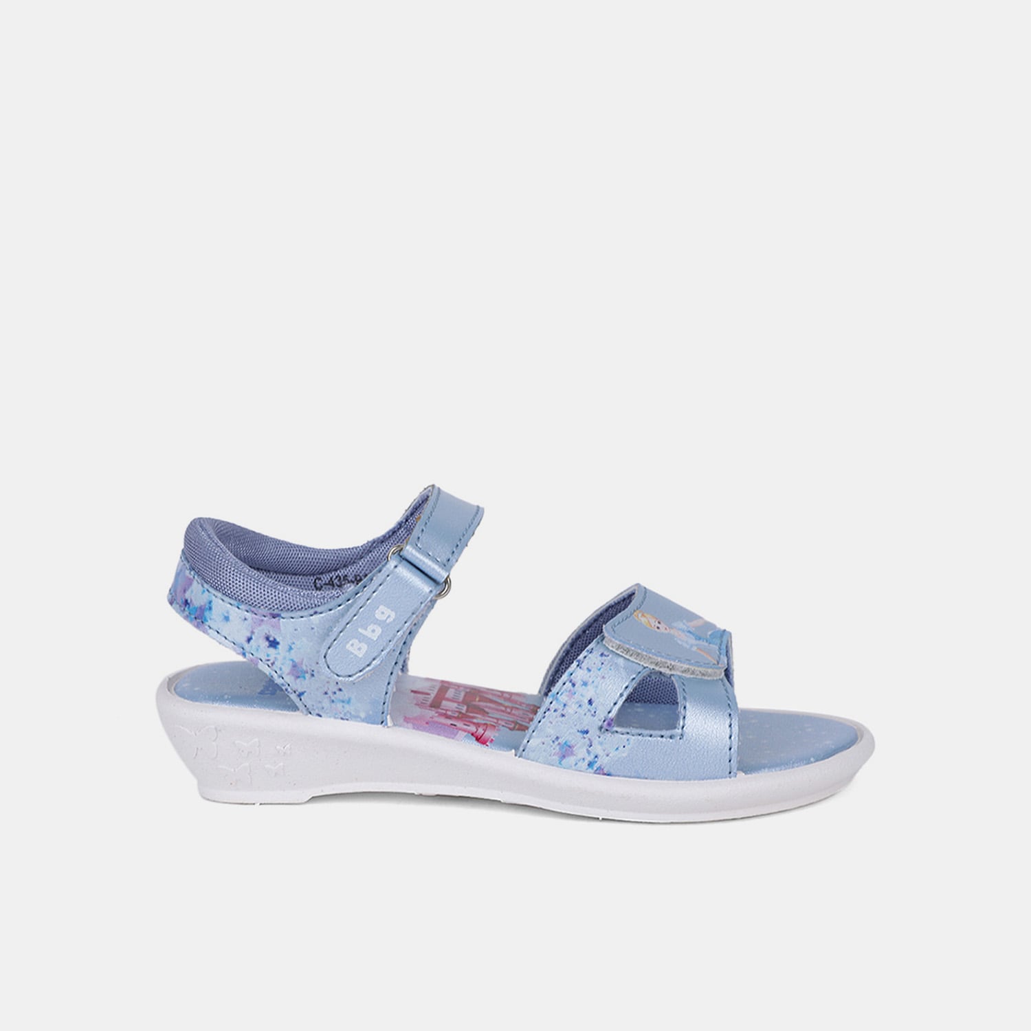 Bubblegummers blue printed sandals with velcro closure for kids