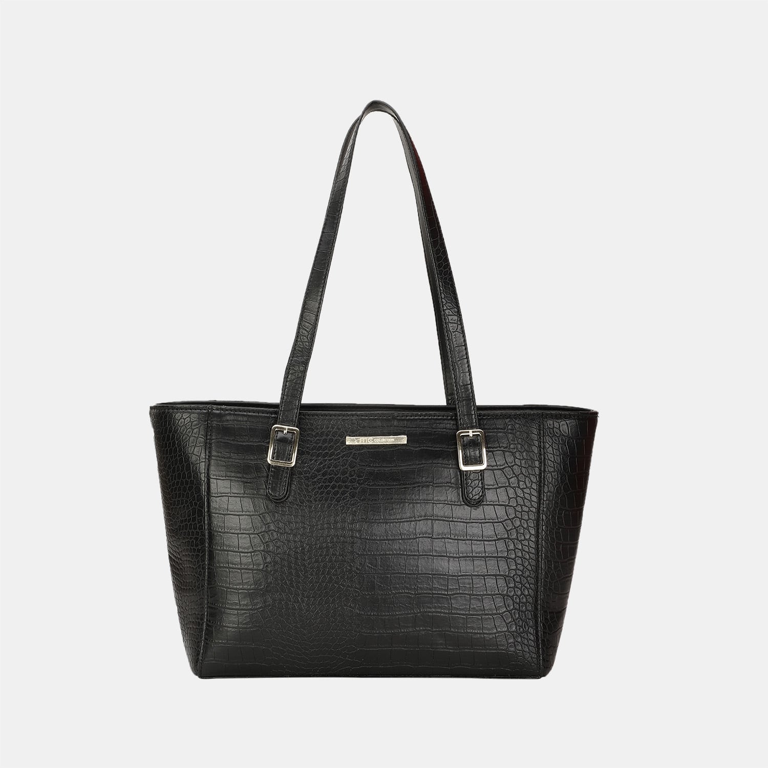 Marie claire black textured structured handbag for women