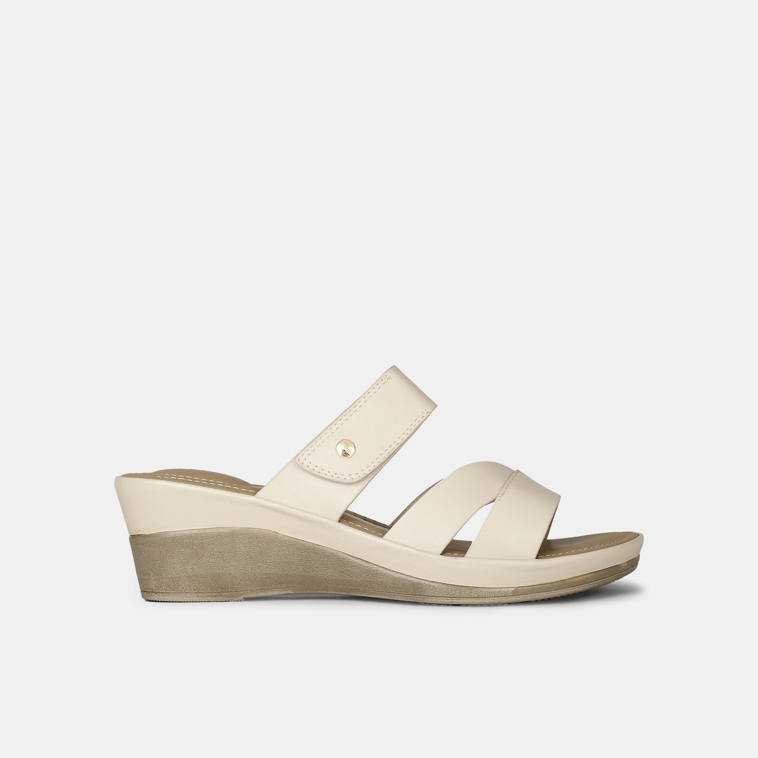 Bata comfit beige wedge mules for women